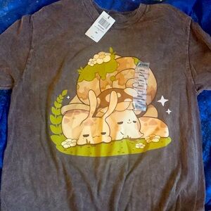 Grey 🐌 and  🍄 Cute Oversized Shirt